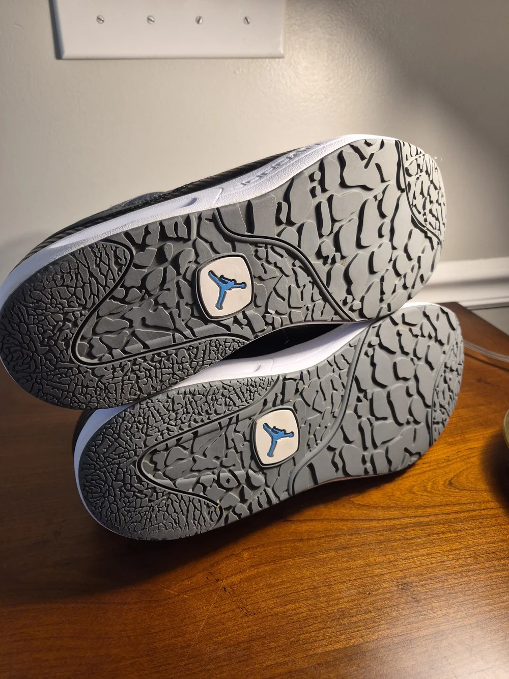 Nike Men's Air 11  Gray and Black Athletic Sneakers with Blue Logo Size 11